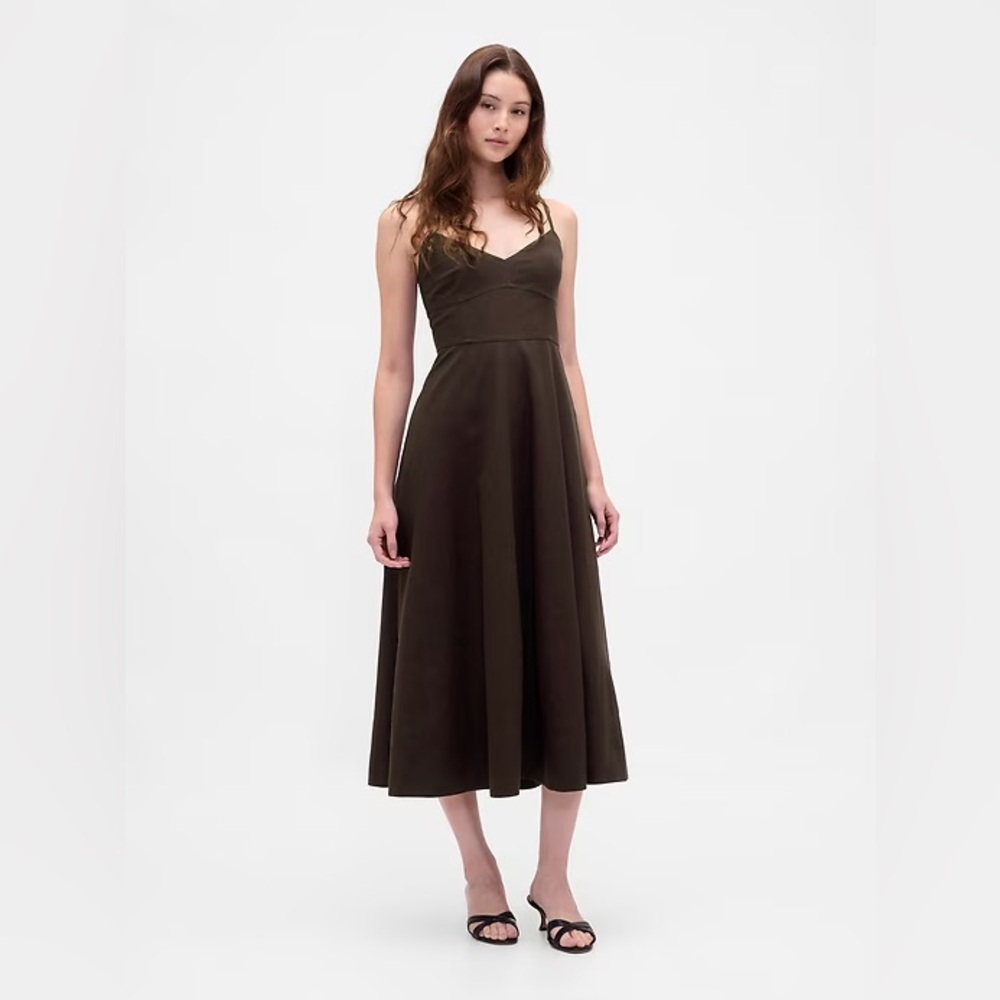GAP Terra Brown Linen Midi Dress